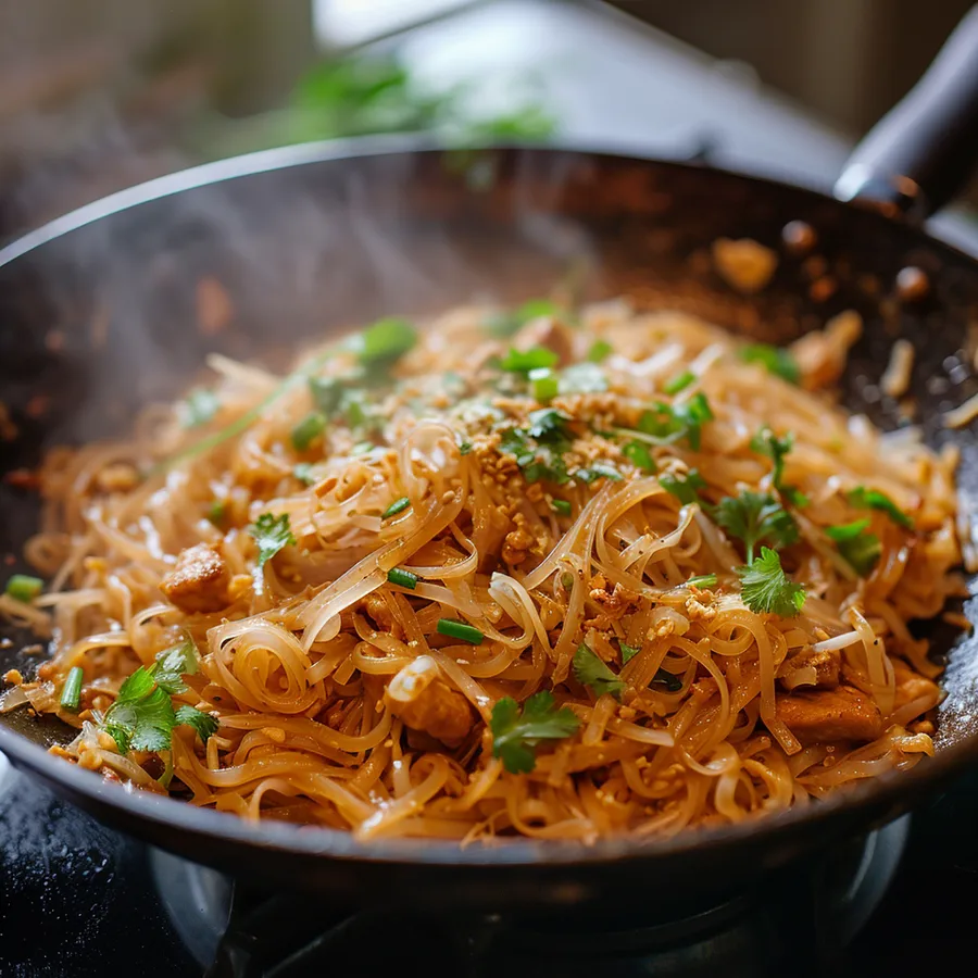 fideos de arroz salteados preparación