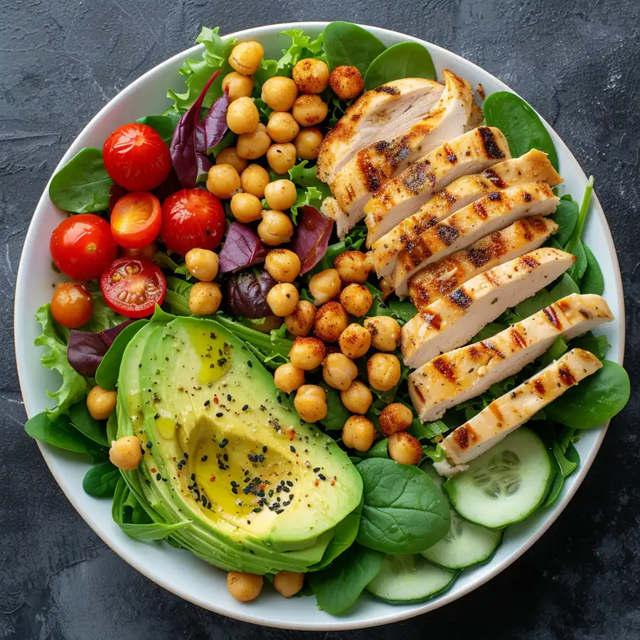 ensalada con garbanzos y tomates cherry
