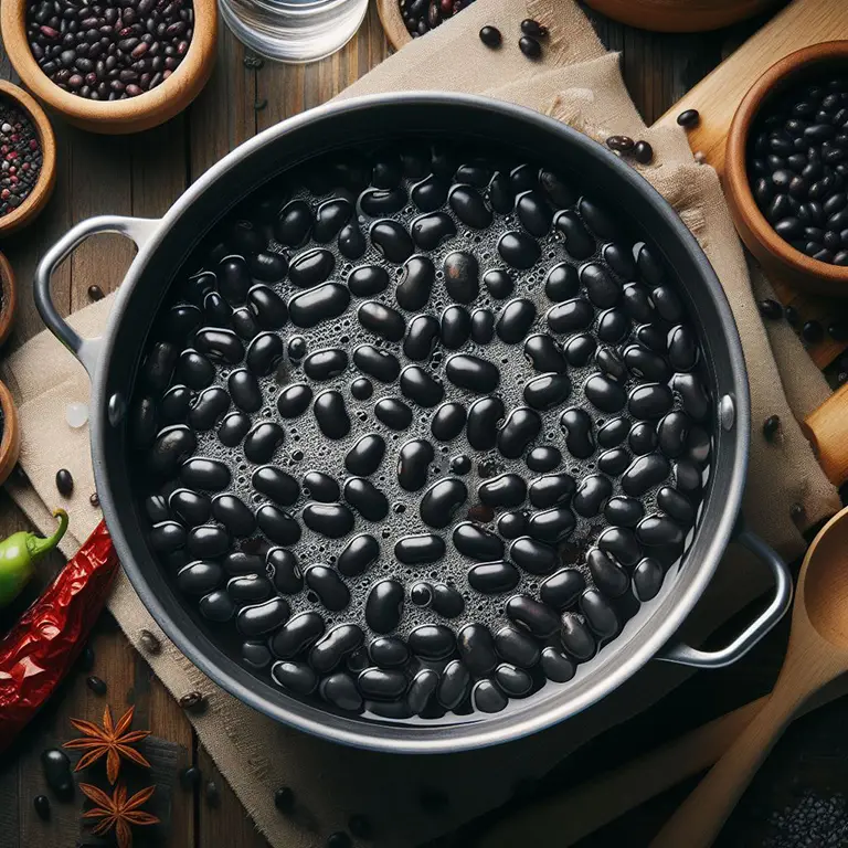 caraotas frijoles negros en agua