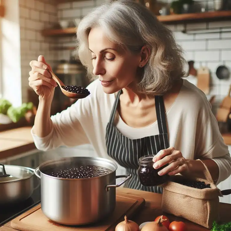 probando caraotas negras cocidas