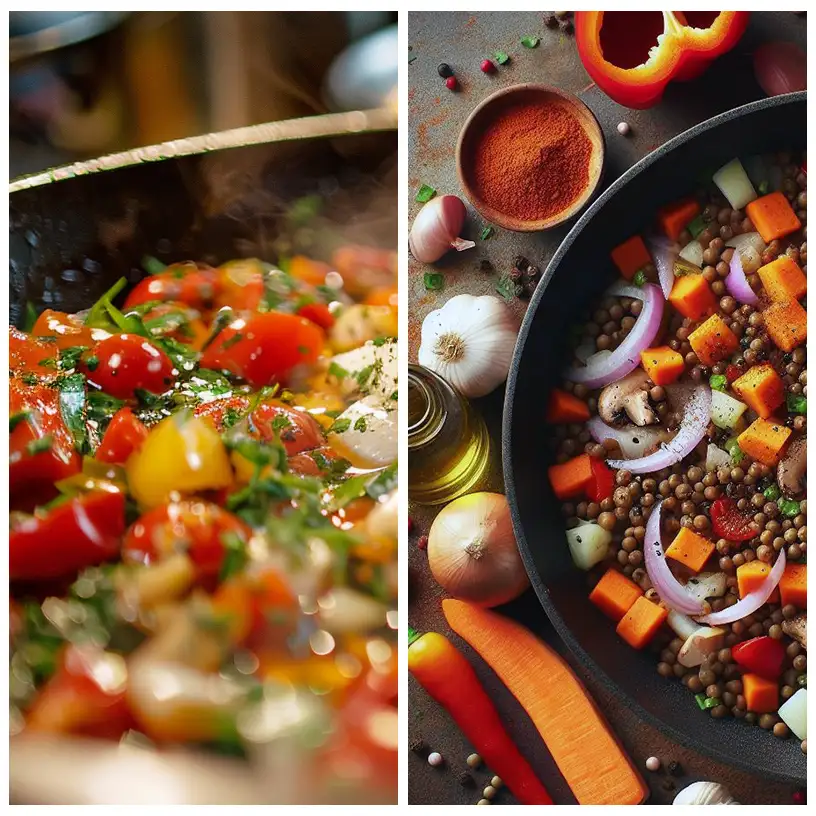 freír relleno verduras y lentejas