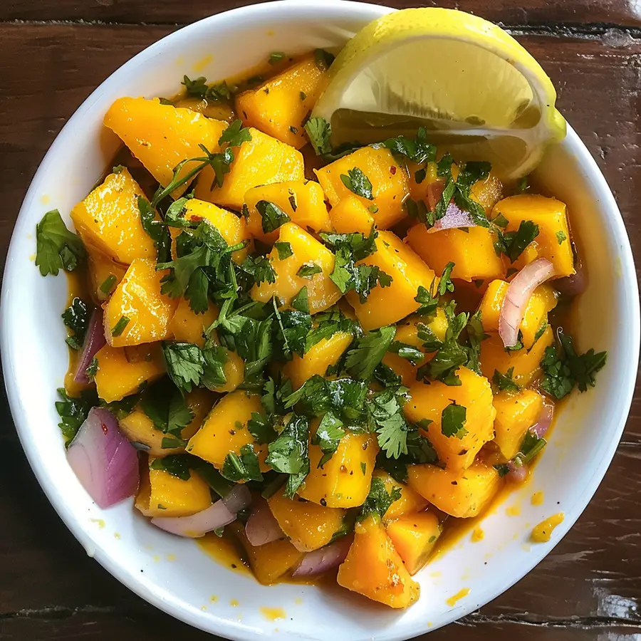 mango cortado con limón