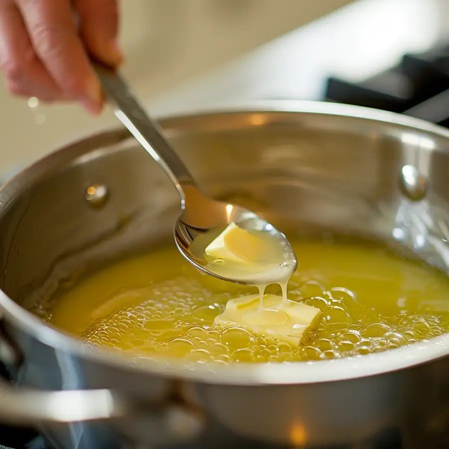 mantequilla derritiéndose en olla grande
