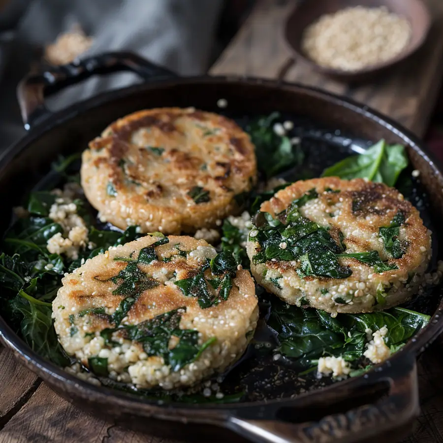 arepas de quinoa en la sartén