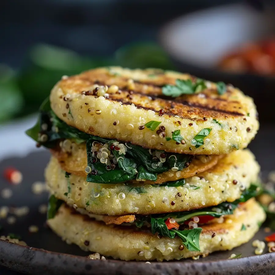 arepas de quinoa y espinacas premium