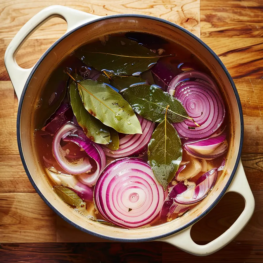olla con cebolla y laurel