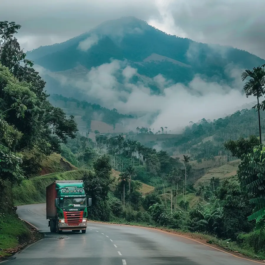 paisaje con camión en colombia