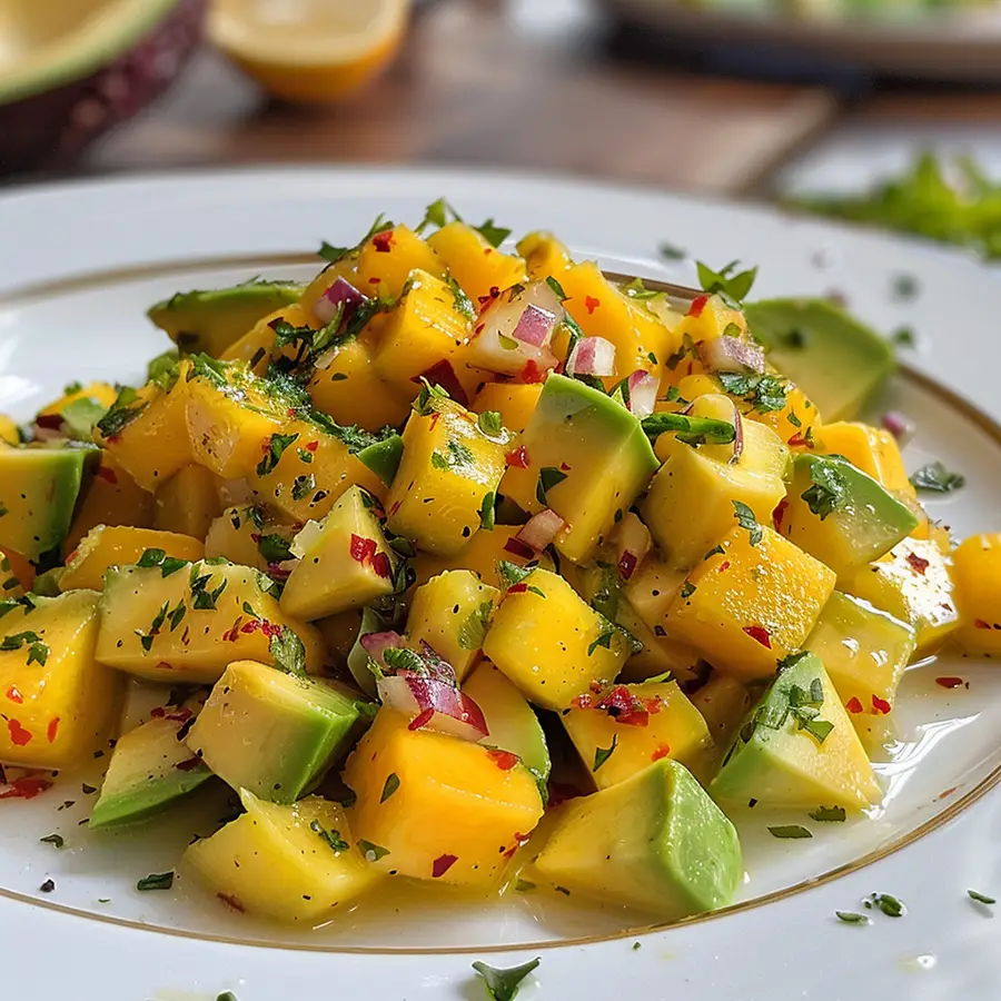 probando mango con aguacate