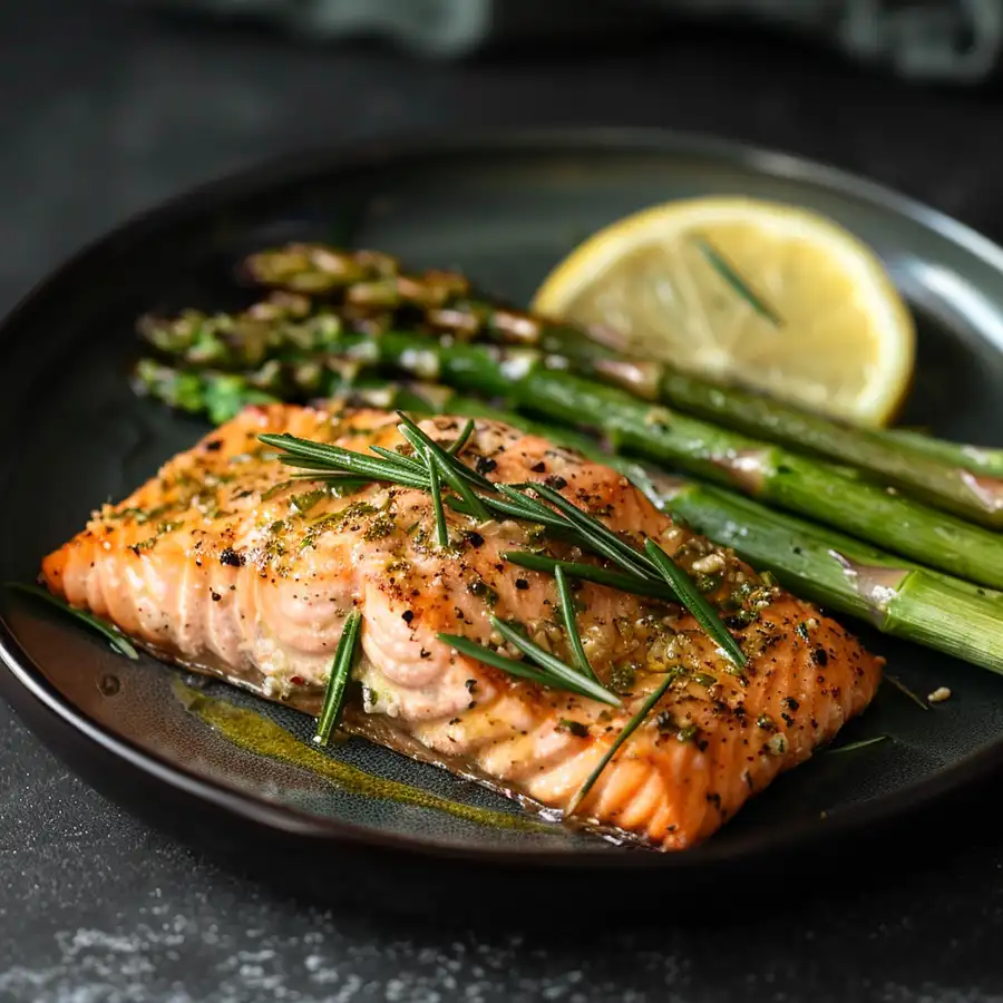 salmón con espárragos al horno