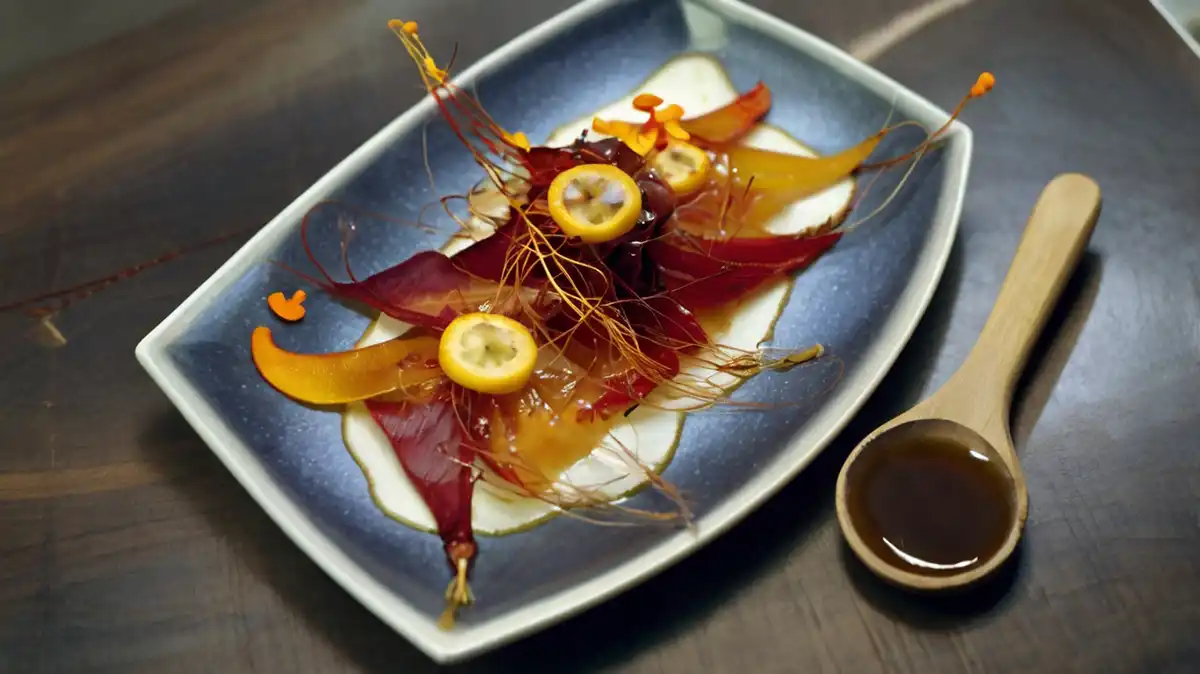 Sashimi de Pimiento Asado con Salsa de Mirin y Soja