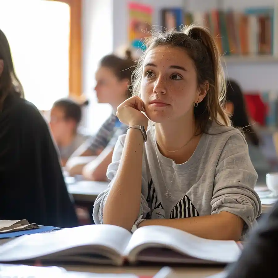 mujer estudiando un curso
