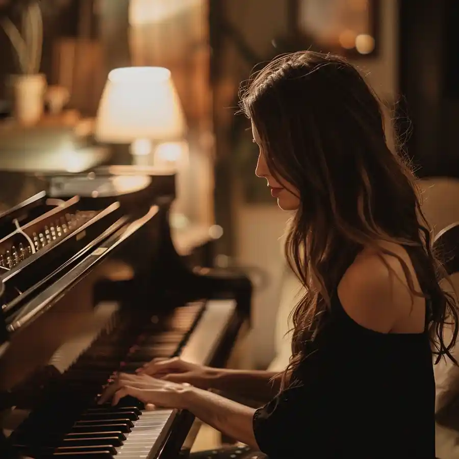 mujer tocando el piano