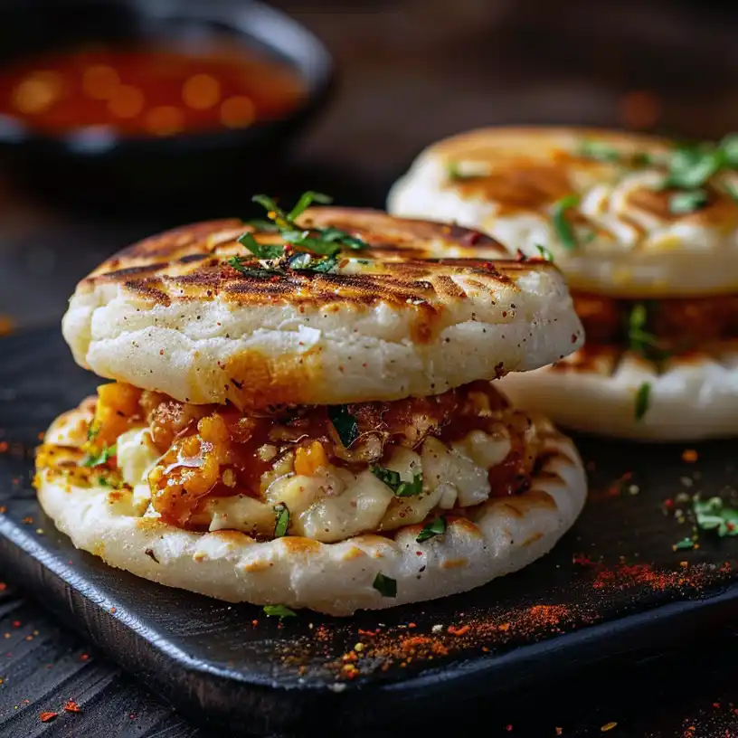 arepas gourmet con mermelada de ají y queso de cabra